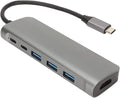 8 in 1 USB C Hub: 4K 3 USB3.0 Ports 100W PD Charging USB C Data Port Storage Memory Card Readers Grey Aluminum Alloy