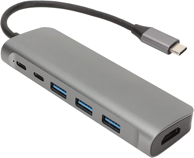8 in 1 USB C Hub: 4K 3 USB3.0 Ports 100W PD Charging USB C Data Port Storage Memory Card Readers Grey Aluminum Alloy