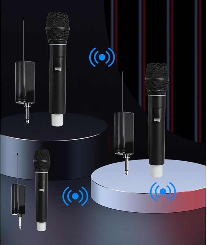 Karaoke MicrophoneProfessional Microphone with Lights6.35MM UHF Rechargeable Cordless Dynamic Microphone for Home Stage Performance Karaoke