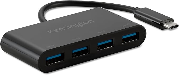 Kensington CH1200 USB-C 10Gbps 4-Port Hub USB Type C to USB Adapter with 4 USB 3.0 Compatible with Thunderbolt 4 Thunderbolt 3 USB4 and USB-C Devices (K33616WW)