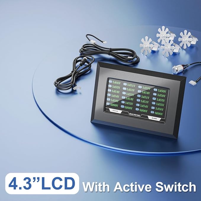 BMS Replacement 4.3 Inch LCD Display Screen with Active Switch Monitor for JK Smart BMS Black 500454108A1