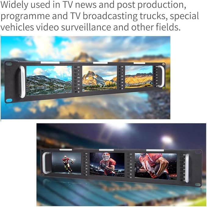 FEELWORLD T51-H Triple 5 inch 2 RU Rack Mount Monitor 800×480 Broadcast LCD Monitor with HDMI AV Input and Output