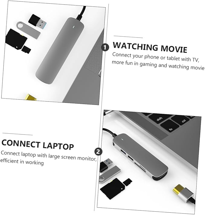 Mikinona Type USB Hub Docking Station Supports Video Output Fast Data Transfer Adapters for Laptops and Devices Connects Multiple USB Peripherals Efficient for Gaming
