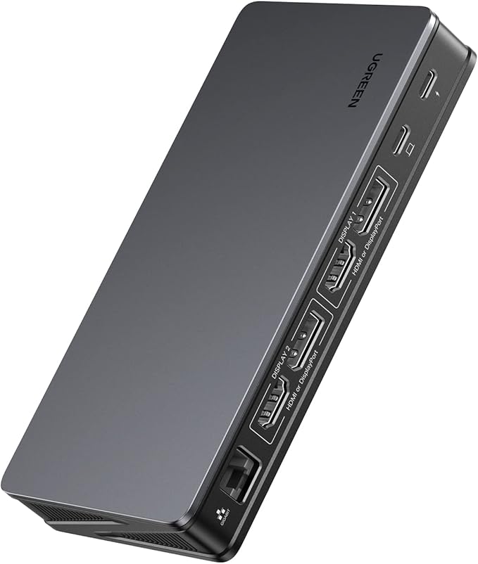 UGREEN USB C Docking Station DisplayLink 9-in-1Revodok Pro 209Dual 4K@60hz Monitor Dock for MacBook &amp Windows with 2 DP &amp 2 HDMI 10 Gbps USB C &amp USB-A Data Ports 100W PD Gigabit Ethe