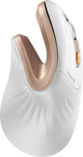 ProtoArc Ergonomic Mouse EM11 NL Bluetooth Rechargeable Wireless Vertical Mouse 3 Multi-Device Connectivity for Computer/PC/Laptop 2.4GHz USB-A Optical Mice for Windows Mac OS White Gold