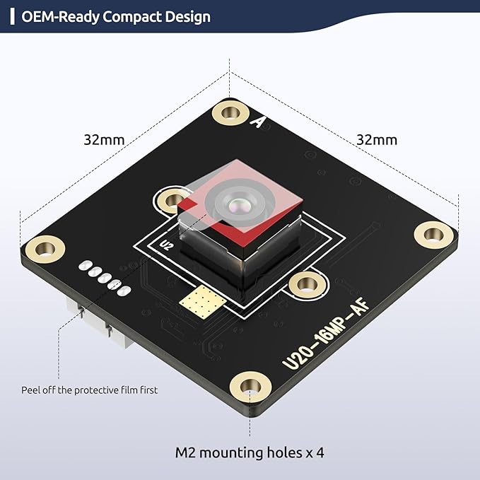 16MP (4656x3496) USB2.0 UVC Camera Phase Detection Auto-Focus 1/2.8 IMX298 HDR Sensor Plug &amp Play for PC Raspberry Pi Jetson Nano and SBCs Support Windows Linux Android Mac OS