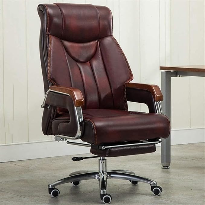 Ergonomic PU Leather Office Gaming Chair with Massage Adjustable Swivel High-Back Racing Style Computer Chair Brown