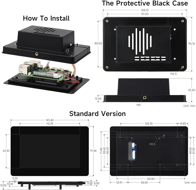 Waveshare 5inch DSI Capacitive Touch Display 720×1280 Pixels IPS Panel 5-Point Touch Optical Bonding Toughened Glass Panel