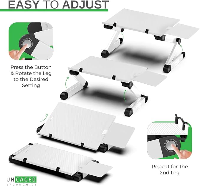 Uncaged Ergonomics Adjustable Keyboard Tray Silver Keyboard Tray Ergonomic Wrist Support Portable Universal Aluminum
