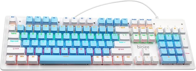 Estink Wired Mechanical Keyboard 104-Key Real Mechanical Gaming Keyboard Rainbow Backlit Keyboard Ergonomic Design USB Wired Keyboard for Wins PC Laptop for Game and Office (Brown
