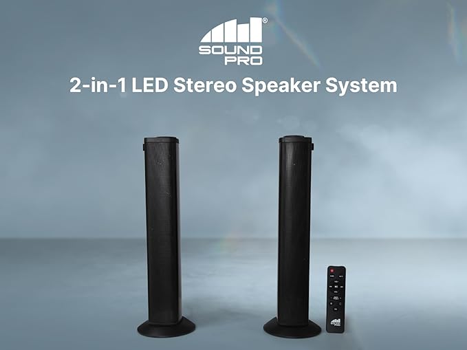SPG-1750 2-in-1 LED Stereo Speaker System with Bluetooth and RGB Lighting Effects