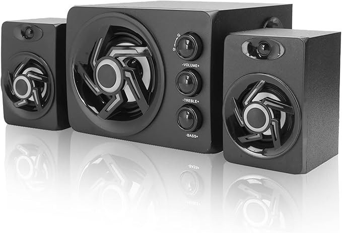 Passive Bookshelf Speakers for PC Computer 2.1 Channel Home Stereo Theater Speakers Treble and Bass Adjustable 3D Surrounding Speaker 3.5mm AUX