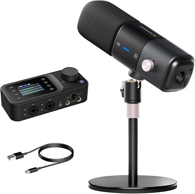 NearStream Podcast Equipment Bundle XLR/USB Dynamic Microphone with Desk Stand AM15X and Audio Mixer AMIX40U