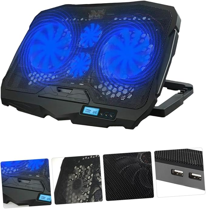 Mikikit Silent Multifunctional Laptop Radiator Cooling Pad with Speed Fans Durable Support Stand for Notebooks Energy Saving and Environmentally Friendly