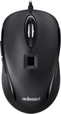 Adesso iMouse F1 Wired USB Mouse with Fingerprint Reader 1200 DPI AES 256 Encryption Biometric Security Windows Hello Compatible TAA Compliant Made in Taiwan