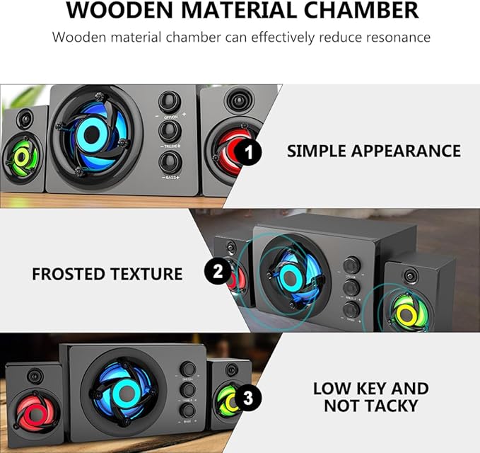 Wooden 2.1 Multimedia Stereo Soundbox with Subwoofer USB Powered Speaker for Desktop and Laptop Computer Audio Accessories