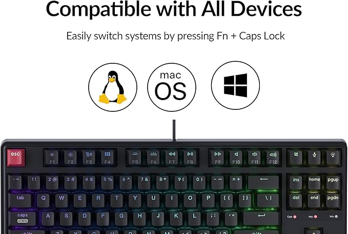 Keychron C3 Pro TKL 80% Wired Mechanical Keyboard 8K Polling Rate QMK/VIA Programmable Hot-Swappable RGB Backlit Shine-Through Keycaps Super Brown Switch for Windows/Mac