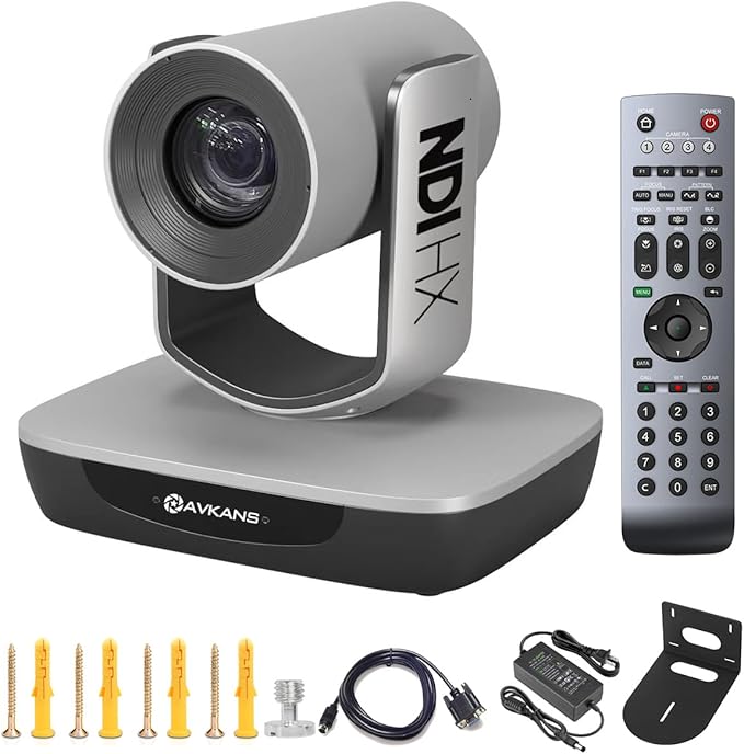 AVKANS NDI Camera 20X Zoom 3G-SDI HDMI PTZ USB Web Camera with USB Video Output for Church Worship Live Events PoE IP Livestream Video Camcorder for Video Production
