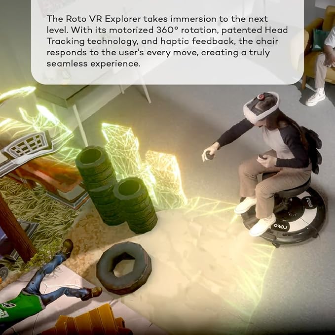 Roto VR Motion Gaming Chair for Meta Quest Oculus PC VR Immersive 360° Experience with Head Tracking &amp Full-Body Haptics Reduces Motion Sickness Compatible with Meta Pico Vive Apple Vision