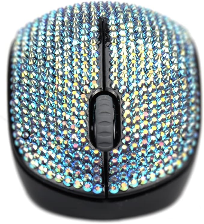 SA@ Luxury 6 Colors Bling Crystal Rhinestone 2.4G Wireless Mouse for Laptop Notebook PC Computer MacBook Gifts for The Office (AB Pink)