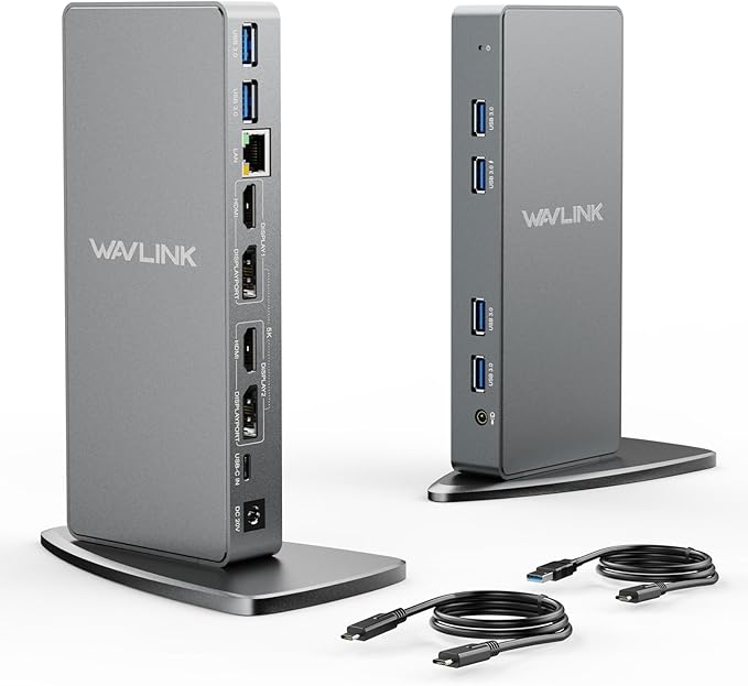 WAVLINK USB 3.0 Dual 5K/4K@60Hz Laptop Docking Station for Thunderbolt 4/3 USB-C/A Windows MacOS ChromeOS Ubuntu 20.0422.0 (2X HDMI 2X Display Port LAN 6 USB 3.0 Audio)