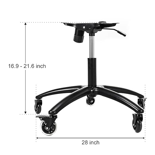 Frassie 28 Inch Office Gaming Chair Metal Base Set Replacement Part Wide Chair Legs with Bottom Plate Stand Cylinder 2 Wheels with Brake