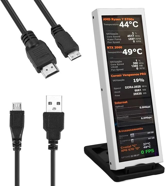 7.9 Inch CPU Hardware Temperature Monitor External Expansion Display CPU GPU SSD Data Temperature Monitor Panel for PC ARGB Computer Case Secondary Screen