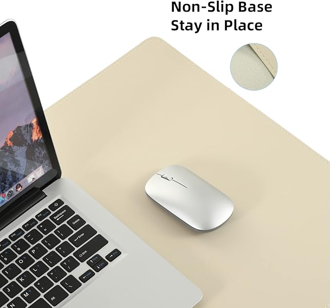 Leather Desk Pad BlotterWolaile 36x17 inch Big Keyboard Mouse PadWaterproof Non-Slip Writing Desk Computer Mat Desktop Protector for Office HomeIvory White