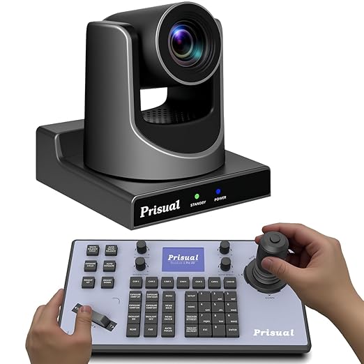 Prisual NDI PTZ Camera System Gen 5 30X Optical Zoom NDI 6 &amp NDI HX3 Certified AI Auto Tracking PoE HDMI Bundle PTZ for Church WorshipNDI PTZ Controller (NDI PTZ Bundle TEM-30N PRO+TEM-JOY1)
