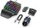 One Handed Gaming Keyboard and Mouse Combo RGB Rainbow Backlit 35 Keys Half Hand Gaming Keyboard and Mouse Set with Wrist Rest Support and Converter for