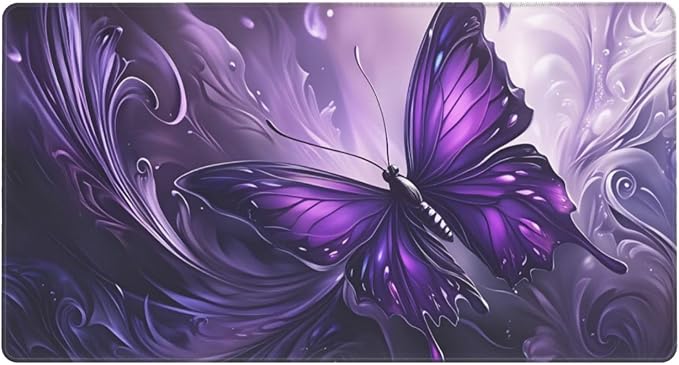 Purple Butterfly Desk Cover MatExtended Large Mouse PadComputer Laptop Mat Desk Decor for Office Game Home 30x16 Inch