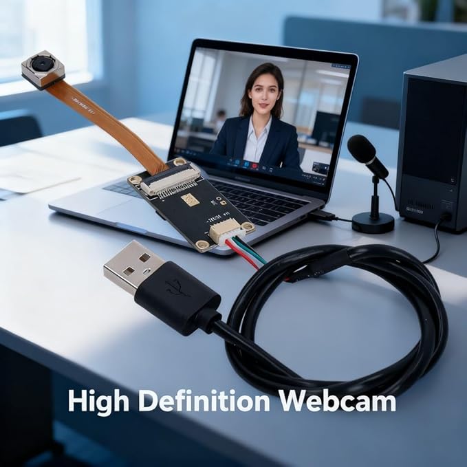 HD USB Camera Module Autofocus Video Webcam Board 5MP OV5640 with Digital Microphone - High Definition Image Wide Angle Lens Portable OTG Support for Monitoring and Industrial Use