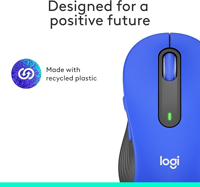 Logitech Signature M650 L Full Size Wireless Mouse - for Large Sized Hands 2-Year Battery Silent Clicks Customizable Side Buttons Bluetooth for PC/Mac/Multi-Device/Chromebook - Classic Blue