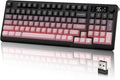 LexonElec M96 Wireless Keyboard Low Profile Quiet Typing Membrane Gaming Keyboard with Smart Display &amp Knob RGB Backlit USB C Rechargeable 94 Keys PBT Keycap for Windows PC Mac Linux-BlackBe