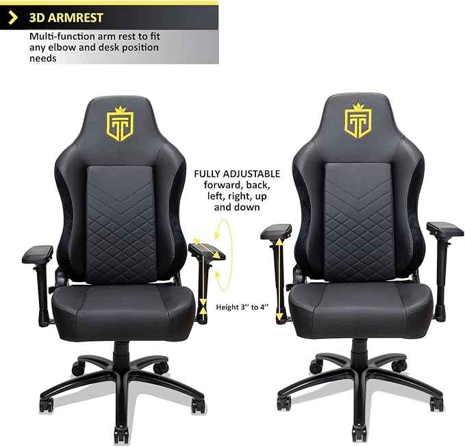 Gaming Chair – Big and Tall Reclining Computer Chair with 3D Armrests Adjustable Backrest Ergonomic Support Holds Up to 300 lbs – Premium Gamer Seat