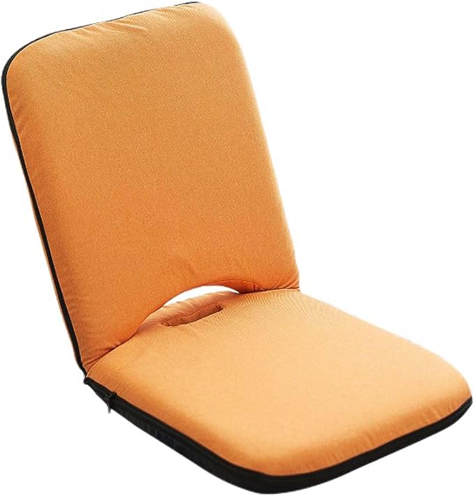 Adjustable Folding Floor ChairPortable Padded Seating with Back SupportFloor Gaming Chair Sofa Chair for MeditationReadingWatching TV or GamingSpace Saving (Orange)