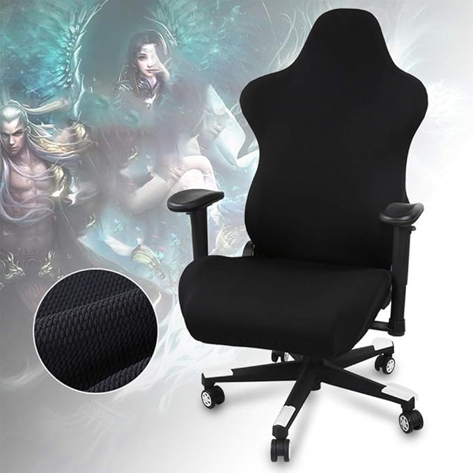 Screwcoovers Extendable Gaming Chair Black Covers – Ergonomic Office Computer Chair for Gaming Office Chair (No Chair)