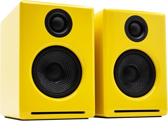 Audioengine A2+ Desktop 24 Bit Limited Edition Wireless Bluetooth Desktop Speakers - 60W Computer Speakers for Music and Gaming Accessories (Limoncello Yellow)