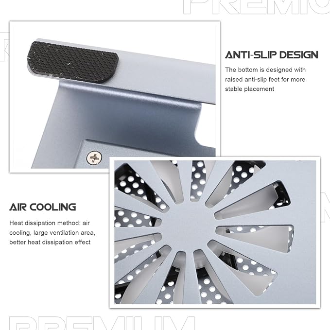 DOITOOL Aluminum Alloy Laptop Cooling Pad with LED Fan Ventilated Cooling Stand for Laptops to 17.3 Inch for Gaming and Office Use Gray