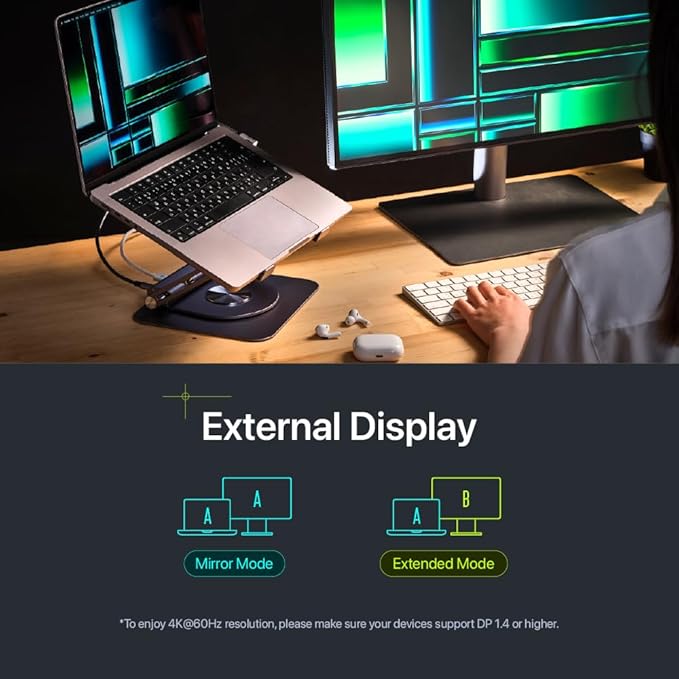ADAM elements Hub Stand Pro 6-in-1 USB-C Laptop Docking Station Foldable Laptop Stand with 4K HDMI 100W PD &amp USB 3.0 for MacBook Pro/Air M4-M1 iPad &amp USB-C Laptops
