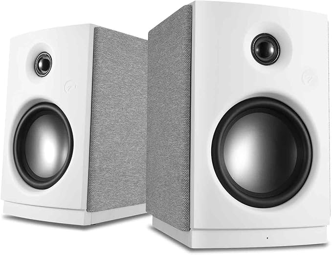 HiVi-Swans OS-10 HiFi Stereo Speakers Bluetooth 5.0 Active Computer Bookshelf Speakers - 4'' Dynamic Woofer Powered Desk Speakers 62w RMS with Touch Control for PC/Phone/TV - White