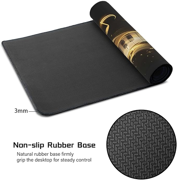 Gold Piano Music Note Large Mouse Pad Gaming Mousepad Desk Mat for Desktop Computer Keyboard Waterproof Mouse Mat Desk Pad with Non-Slip Base for Game School Office Home 35.4 x 15.7