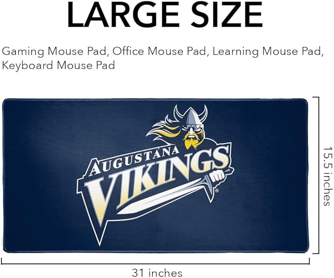 Augustana University Vikings Primary Logo Large Gaming Mouse Pad Desk Mat with Stitched Edges Non-Slip Base for Gamer Home and Office 31.5 x 15.7