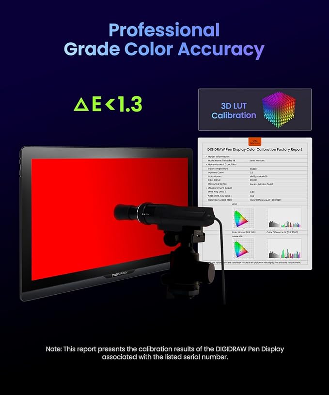 DIGIDRAW Drawing Tablet 18.4in 4K UHD with Touch Screen △E&lt1.3 99.8% sRGB 16K Pressure Battery-Free Pen Fully Laminated Anti-Glare+Anti-Fingerprint Includes Remote Control for Digital Art Animati