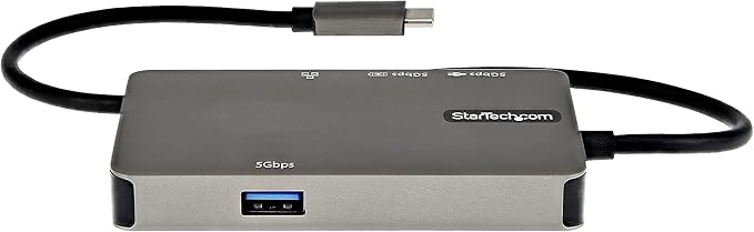 StarTech.com USB-C Multiport Adapter - USB-C to 4K 30Hz HDMI or 1080p VGA - USB Type-C Mini Dock w/ 100W Power Delivery Passthrough 3-Port USB Hub 5Gbps GbE - 12 (30cm) Attached Cable (DKT30CHVPD2)