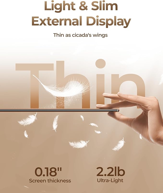 NGTeco 14” Triple Laptop Screen Extender 2.2LB Ultra-Thin &amp Light FHD 1080P Extended Monitor Portable Compatible with 13.3-17.3” Mac/Windows Laptops