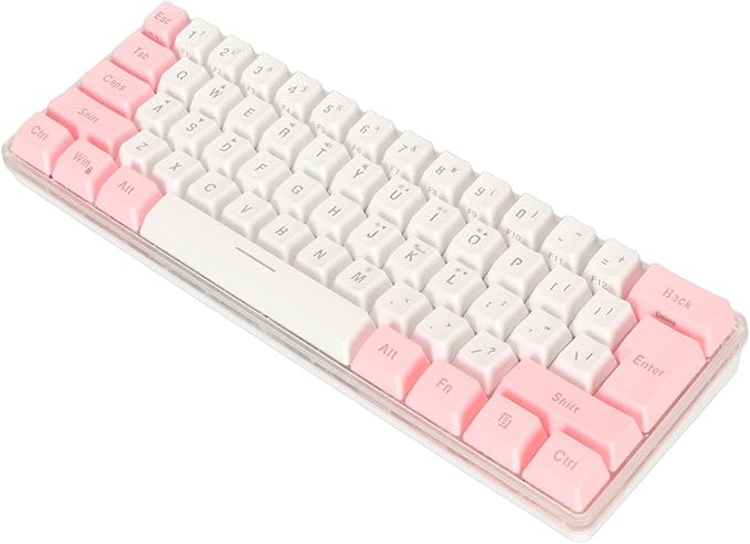 ZJchao Mini Keyboard 61 Keys Gaming Keyboard 60 Percent Wired RGB Mechanical Compact for Typist (Pink White)