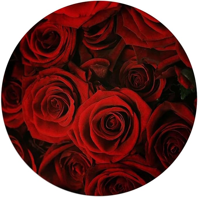 Red Black PU Leather Desk Chair Mat for Hard Floors Roses Bouqet of Affection Premium Floor Protector Mat Desk Rug Wood/Tile Protection Mat for Office Home Dark Red Image Diameter 35.4 in