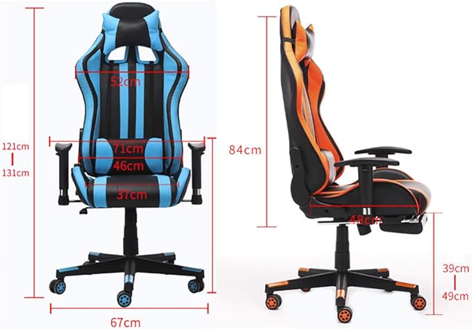 Computer Gaming Chair with Footrest Game Seat Internet Cafe Racing Competitive Office Computer Chair Home Recliner Adjustable Chair Headrest and Lumbar Support E-Sports Swivel ChairOrange