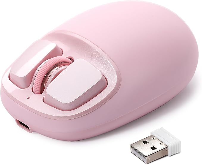 YUNZll C1 Silicone Wireless Mouse Tri-Mode 2.4G/USB-C/Bluetooth Mouse 4800 DPl Optical Tracking 6 Adjustment LevelsCustomize Mice for Laptop Computer iPad MacBook (Pink)